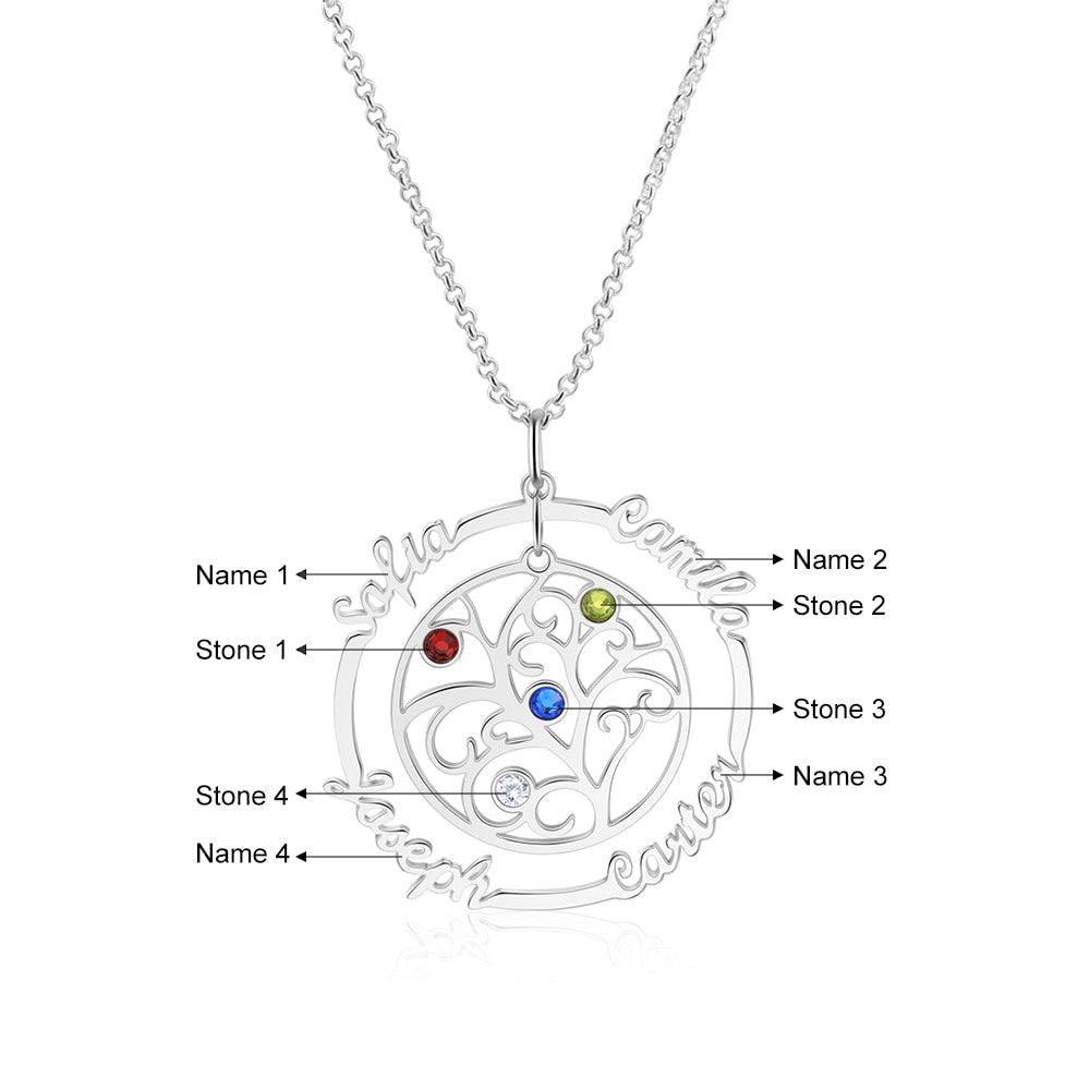 925 Sterling Silver Necklace Four Name Personalized Necklace.-Personalized Jewels