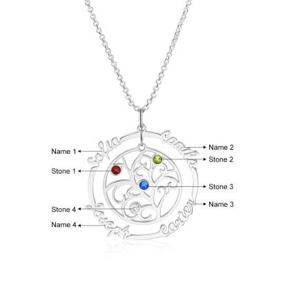 925 Sterling Silver Necklace Four Name Personalized Necklace.-Personalized Jewels