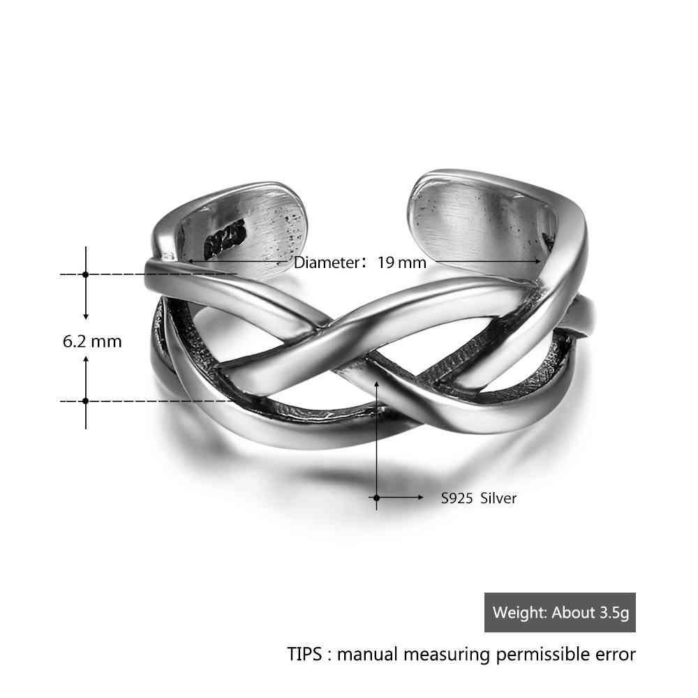 925 Sterling Silver Open Cuff Adjustable Wave Shape Rings - Personalized Jewel