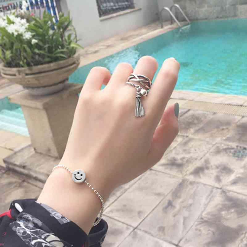 925 Sterling Silver Open Cuff Adjustable Wave Shape Rings - Personalized Jewel