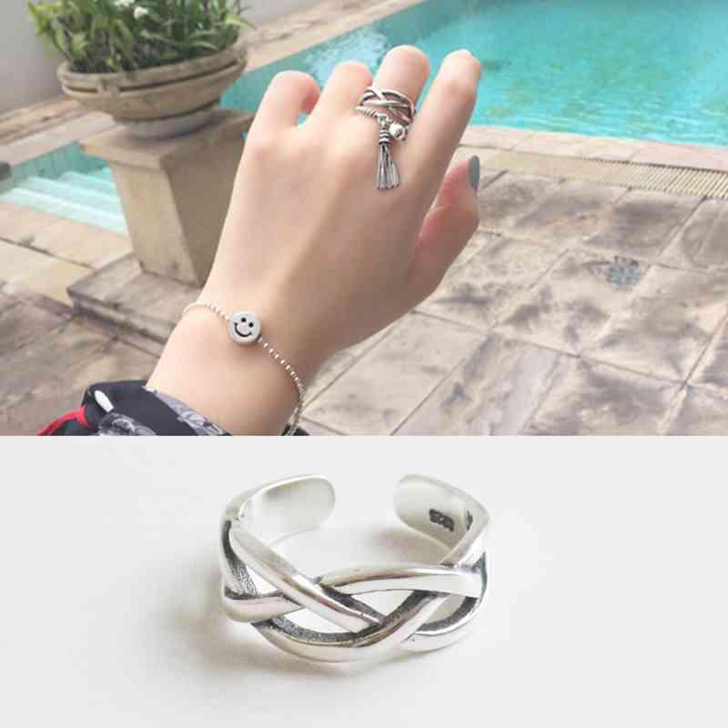 925 Sterling Silver Open Cuff Adjustable Wave Shape Rings-Personalized Jewels