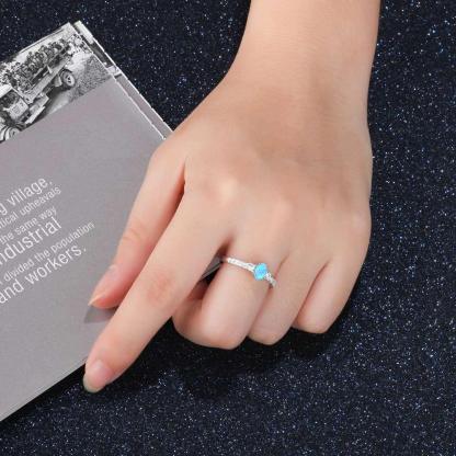 925 Sterling Silver Oval Blue Opal Stone Ring, Fashion Jewelry Gift for Women - Personalized Jewel