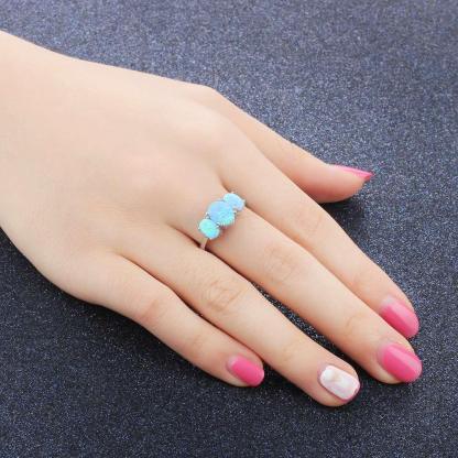 925 Sterling Silver Oval Blue Opal Stone Rings, Classy Jewelry Gift for Women - Personalized Jewel