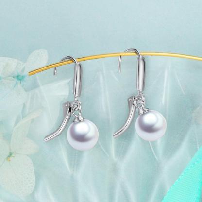 925 Sterling Silver Pearl Earrings - Hoop Earrings for Women - Trendy Jewelry for Women - Fashionable Jewelry for Women - Wedding Jewelry for Women - Personalized Jewel