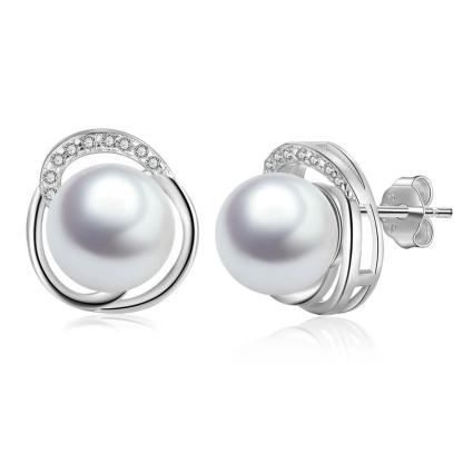 925 Sterling Silver Pearl Wedding Earrings-Personalized Jewels