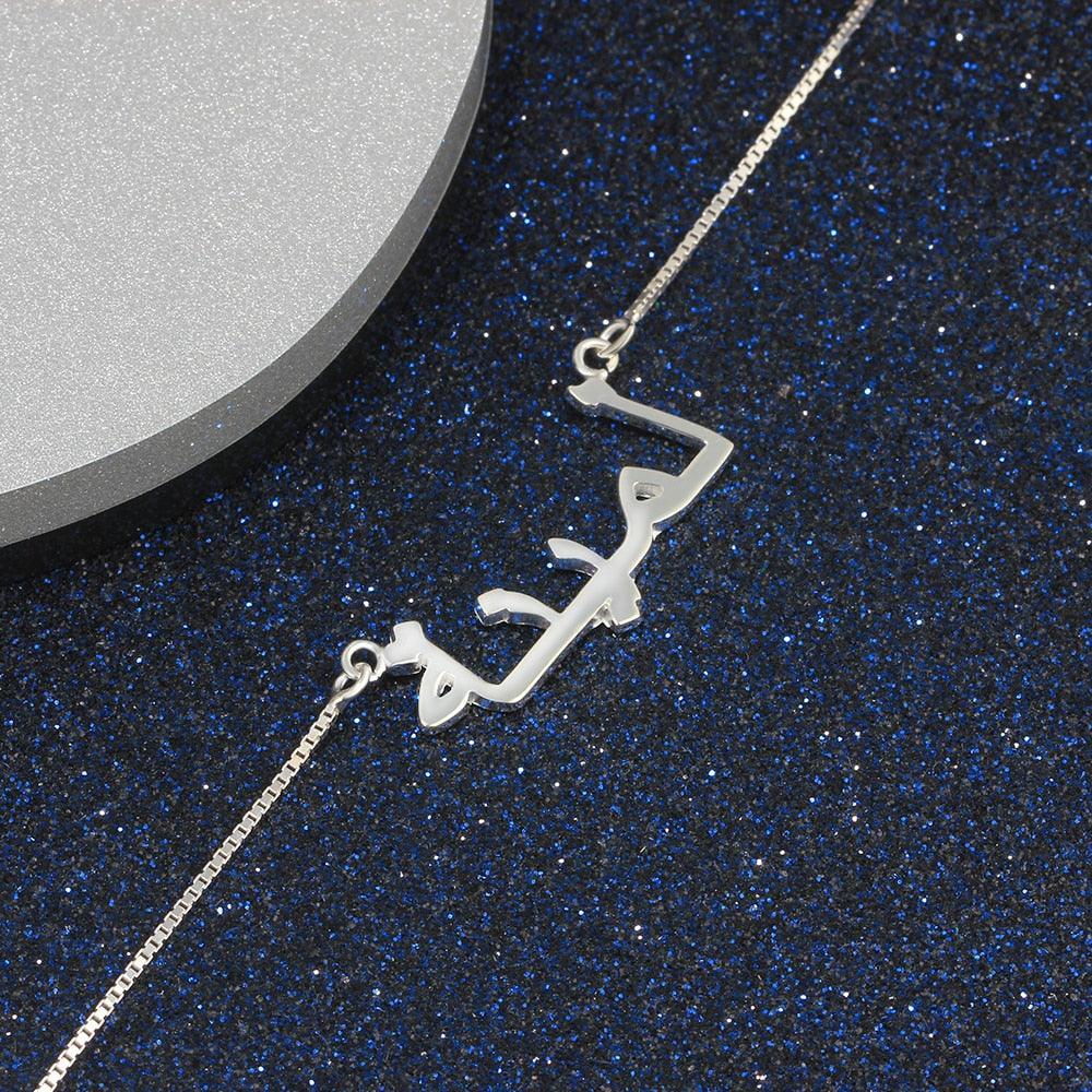 925 Sterling Silver Pendant Necklace, Personalized Arabic Nameplate Pendant for Women - Personalized Jewel