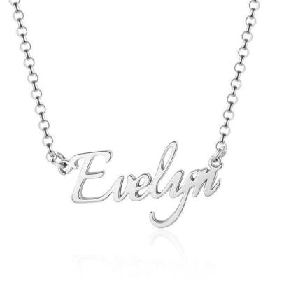 925 Sterling Silver Personalized Custom Nameplate Pendant Necklace, Beautiful Gift for Women - Personalized Jewel