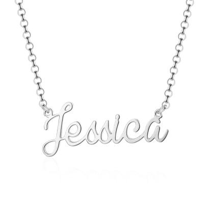 925 Sterling Silver Personalized Custom Nameplate Pendant Necklace, Beautiful Gift for Women - Personalized Jewel