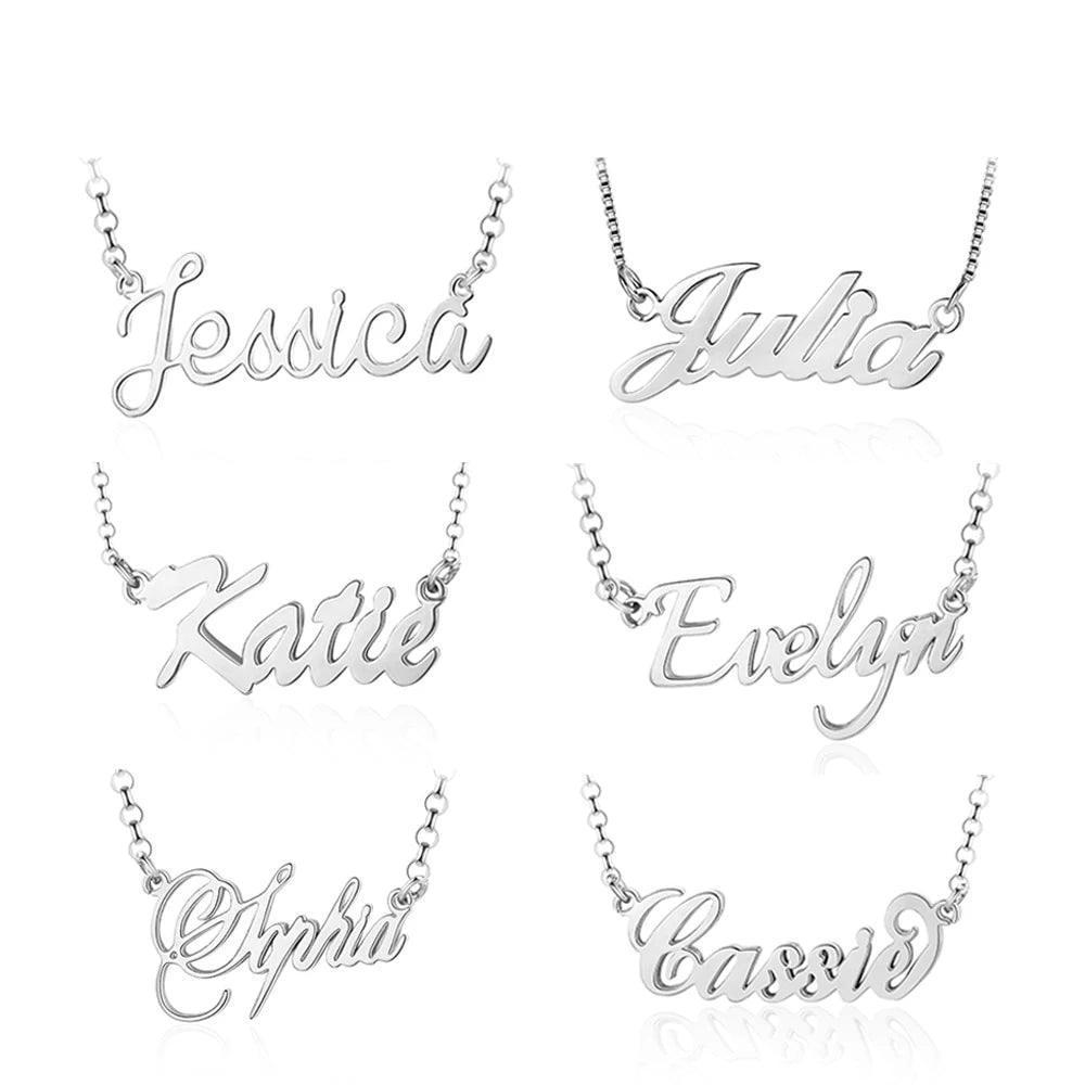 925 Sterling Silver Personalized Custom Nameplate Pendant Necklace, Beautiful Gift for Women - Personalized Jewel