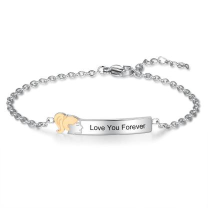 925 Sterling Silver Ponytail Sister Tag - Chain Bracelet with Custom Name Engraved - Fashion Jewelry Gifts for Women - Personalized Jewel