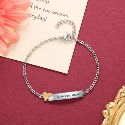 925 Sterling Silver Ponytail Sister Tag - Chain Bracelet with Custom Name Engraved - Fashion Jewelry Gifts for Women - Personalized Jewel