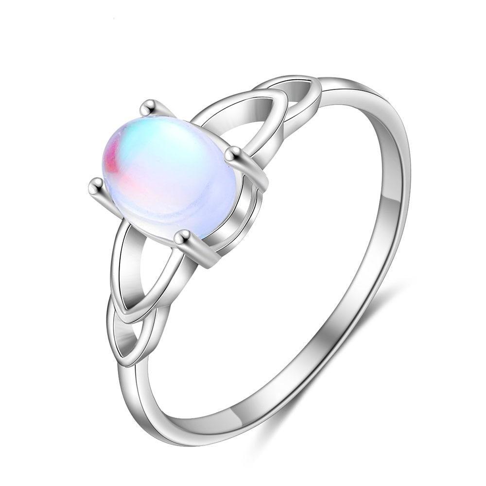 925 Sterling Silver Ring - Classy Oval Moonstone Ring-Personalized Jewels