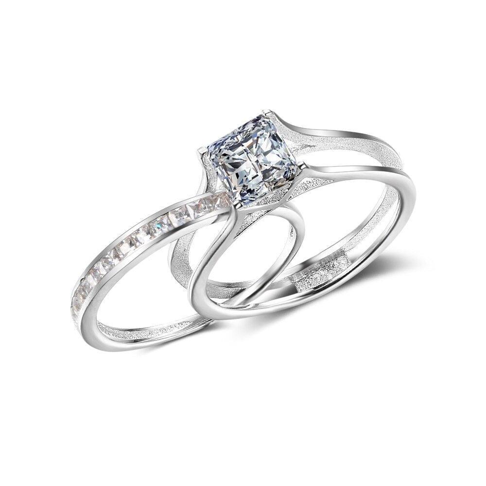 925 Sterling Silver Ring Jewelry 6mm Square Cubic Zirconia Women Rings For Party Anniversary Gift - Personalized Jewel