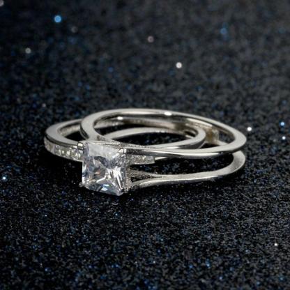 925 Sterling Silver Ring Jewelry 6mm Square Cubic Zirconia Women Rings For Party Anniversary Gift - Personalized Jewel