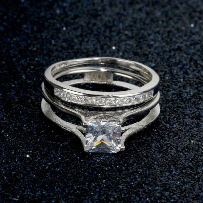 925 Sterling Silver Ring Jewelry 6mm Square Cubic Zirconia Women Rings For Party Anniversary Gift - Personalized Jewel