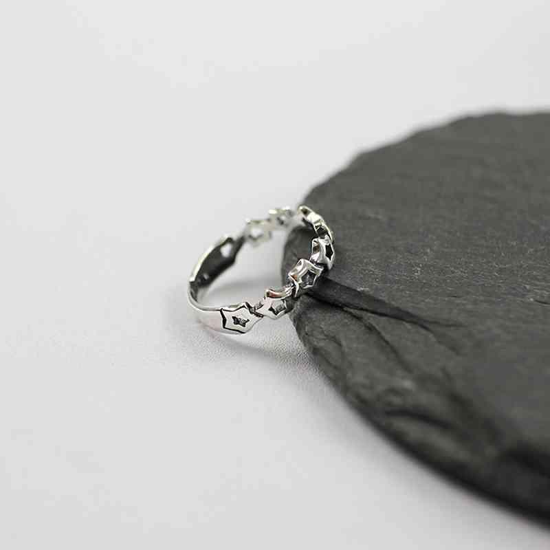 925 Sterling Silver Ring - Open Adjustable Finger Ring - Unique Stars Vintage Style Gift to Girls - Fashion On-trend Adjustable Open Cuff Ring - Best Ring Collection For Women’s Of All Ages - Personalized Jewel