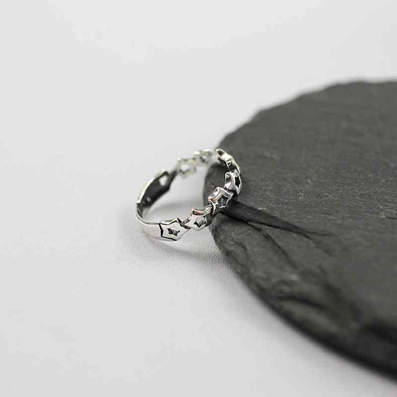 925 Sterling Silver Ring - Open Adjustable Finger Ring - Unique Stars Vintage Style Gift to Girls - Fashion On-trend Adjustable Open Cuff Ring - Best Ring Collection For Women’s Of All Ages - Personalized Jewel