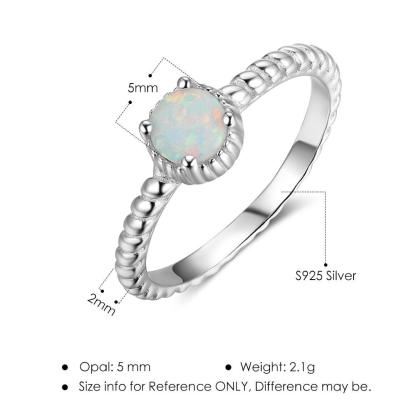 925 Sterling Silver Ring with Round Opal Stone, 3 Color Options, Jewelry Gift for Women - Personalized Jewel