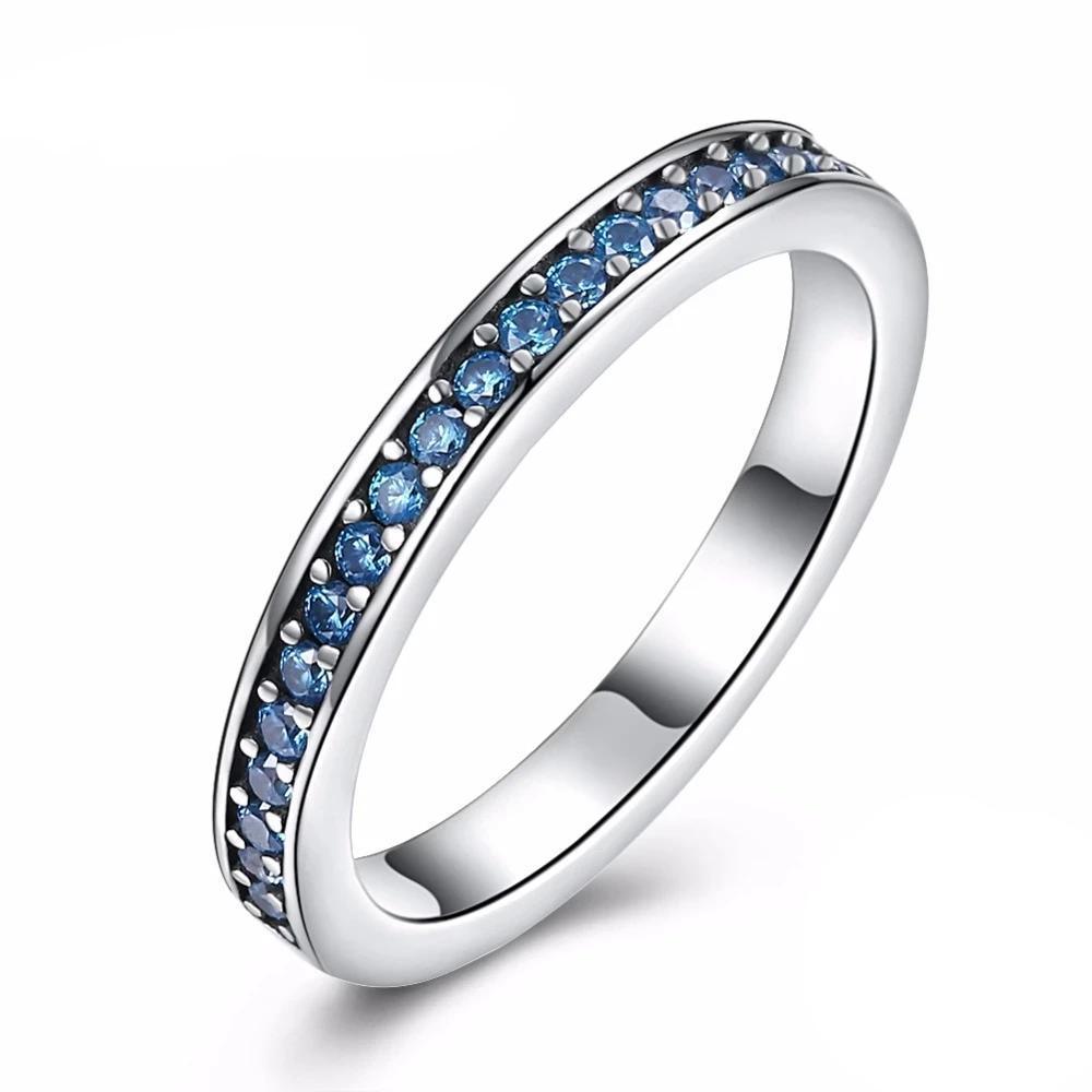 925 Sterling Silver Rings with 3 Color Customized Round Row of Cubic Zirconia Stone, Fashion Jewelry Gift - Personalized Jewel
