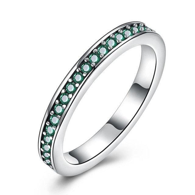925 Sterling Silver Rings with 3 Color Customized Round Row of Cubic Zirconia Stone, Fashion Jewelry Gift - Personalized Jewel