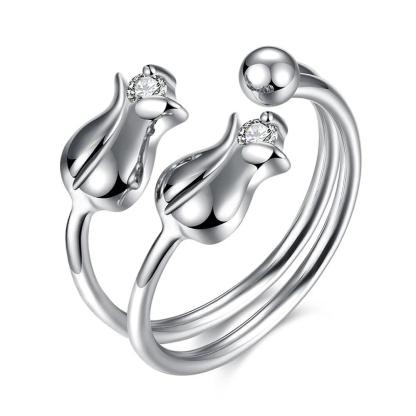925 Sterling Silver Rose Shape Adjustable Ring, Fashion Jewelry Gift for Women - Personalized Jewel