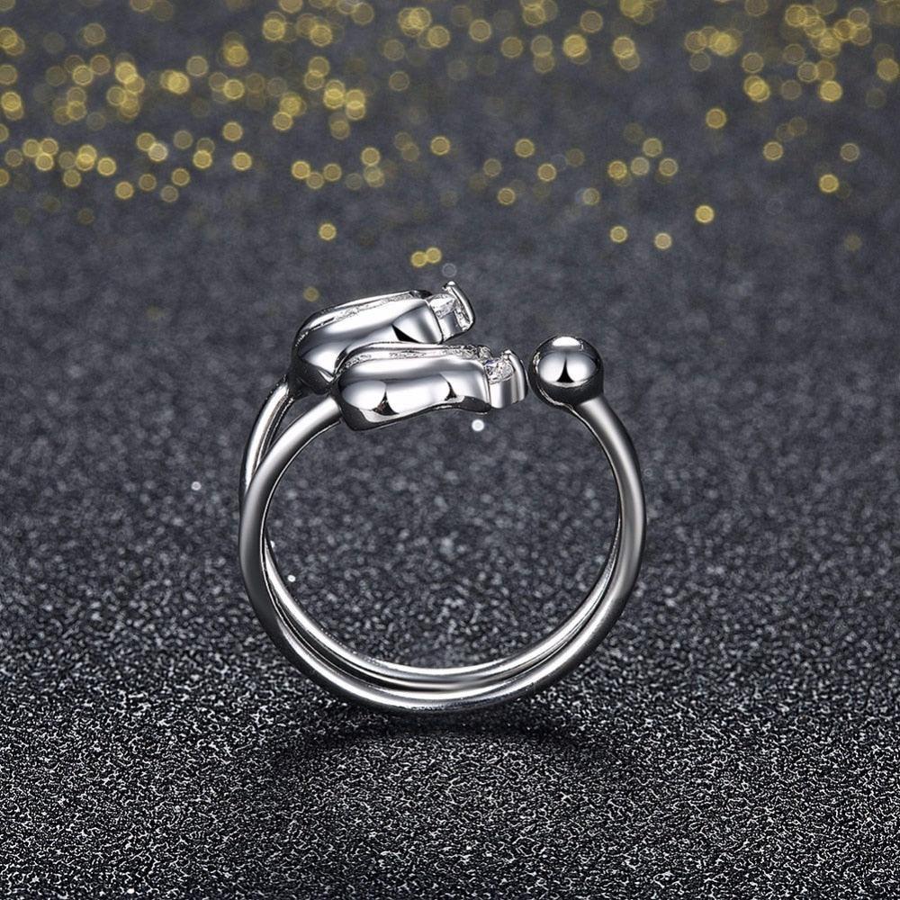 925 Sterling Silver Rose Shape Adjustable Ring, Fashion Jewelry Gift for Women - Personalized Jewel