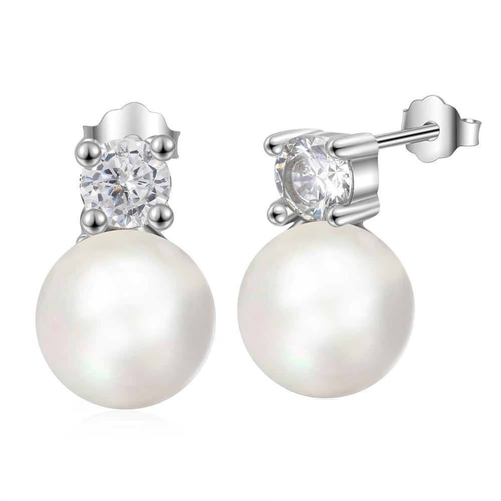 925 Sterling Silver Rounded Pearl Earring Stylish Accessory for Women - Personalized Jewel