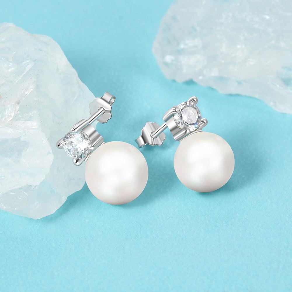 925 Sterling Silver Rounded Pearl Earring Stylish Accessory-Personalized Jewels