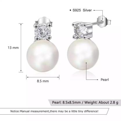 925 Sterling Silver Rounded Pearl Earring Stylish Accessory for Women - Personalized Jewel