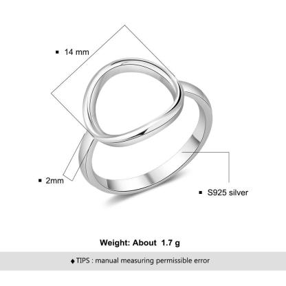 925 Sterling Silver Simple Style Hollow Round Rings for Women – Trendy Minimalist Jewelry - Personalized Jewel