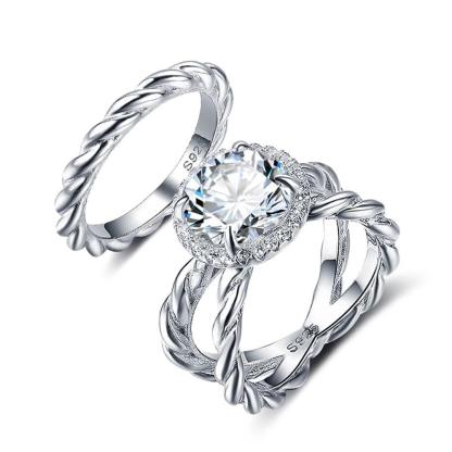 925 Sterling Silver Spiral Shape Hearts And Arrows Cubic Zirconia Stone 10mm 3.5 CT Rings, Fashion Jewelry Gift for Women - Personalized Jewel