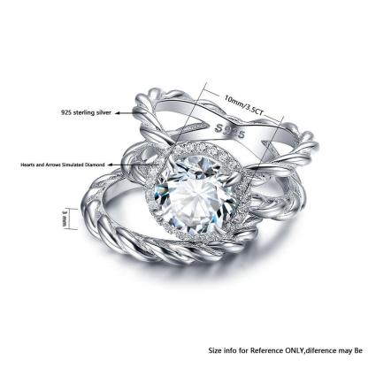 925 Sterling Silver Spiral Shape Hearts And Arrows Cubic Zirconia Stone 10mm 3.5 CT Rings, Fashion Jewelry Gift for Women - Personalized Jewel