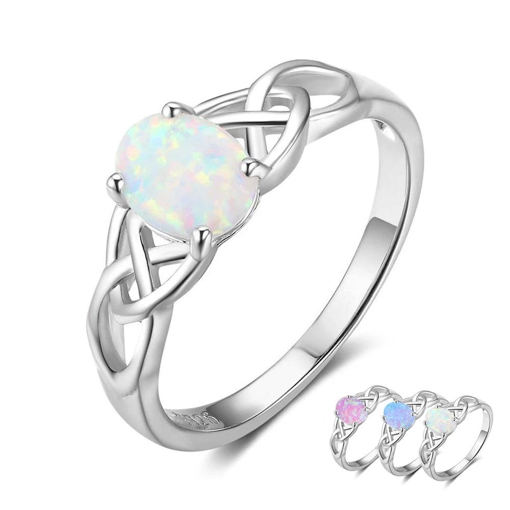 925 Sterling Silver Stone Ring for Women- Personalized Opal Stone Wedding Bands-Personalized Jewels