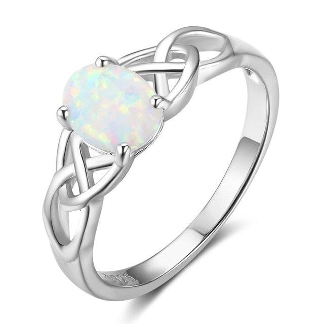 925 Sterling Silver Stone Ring for Women- Personalized Opal Stone Wedding Bands - Personalized Jewel