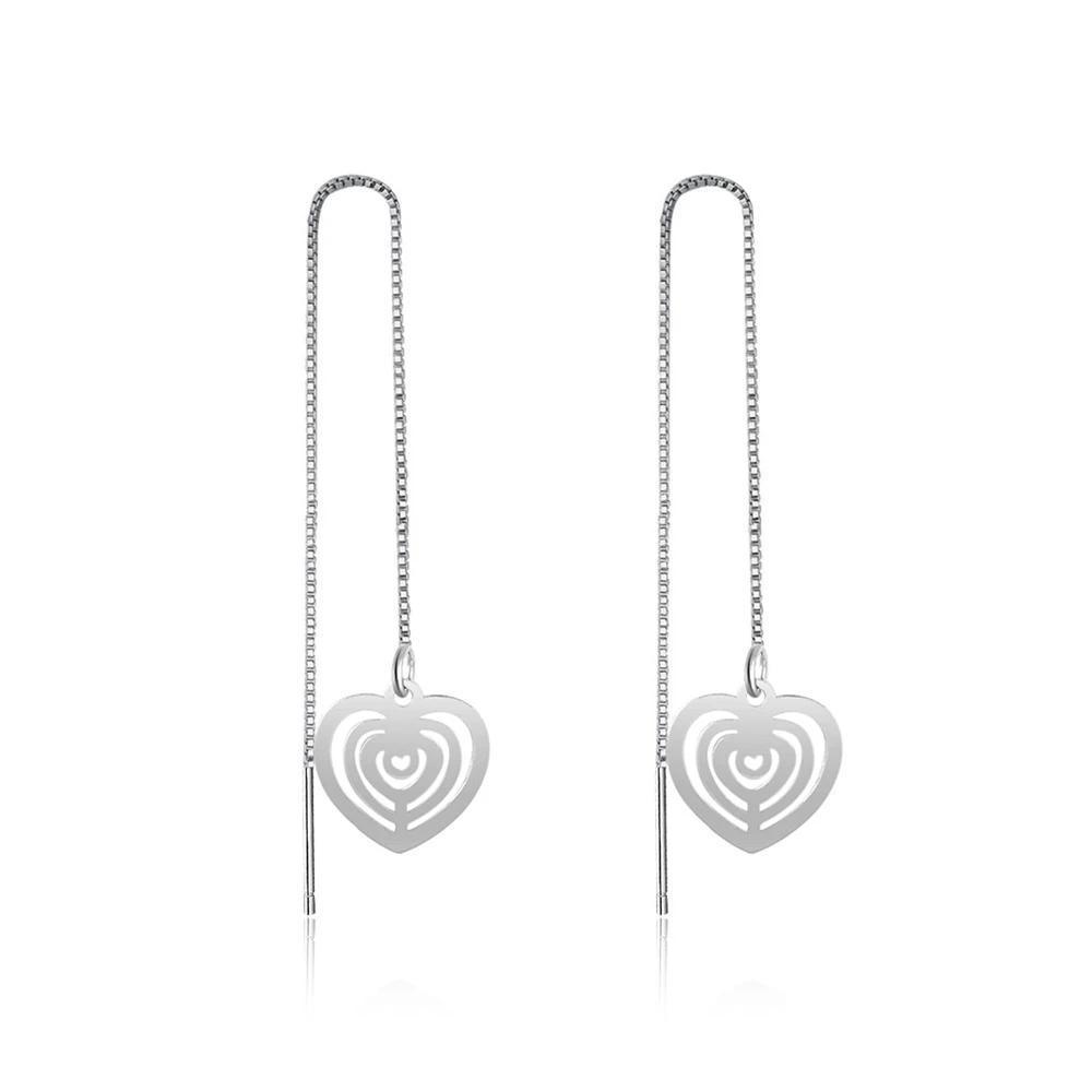 925 Sterling Silver Tassel Heart Drop Earrings for Women, Trendy Fashion Jewelry, Best Gift for Her - Personalized Jewel