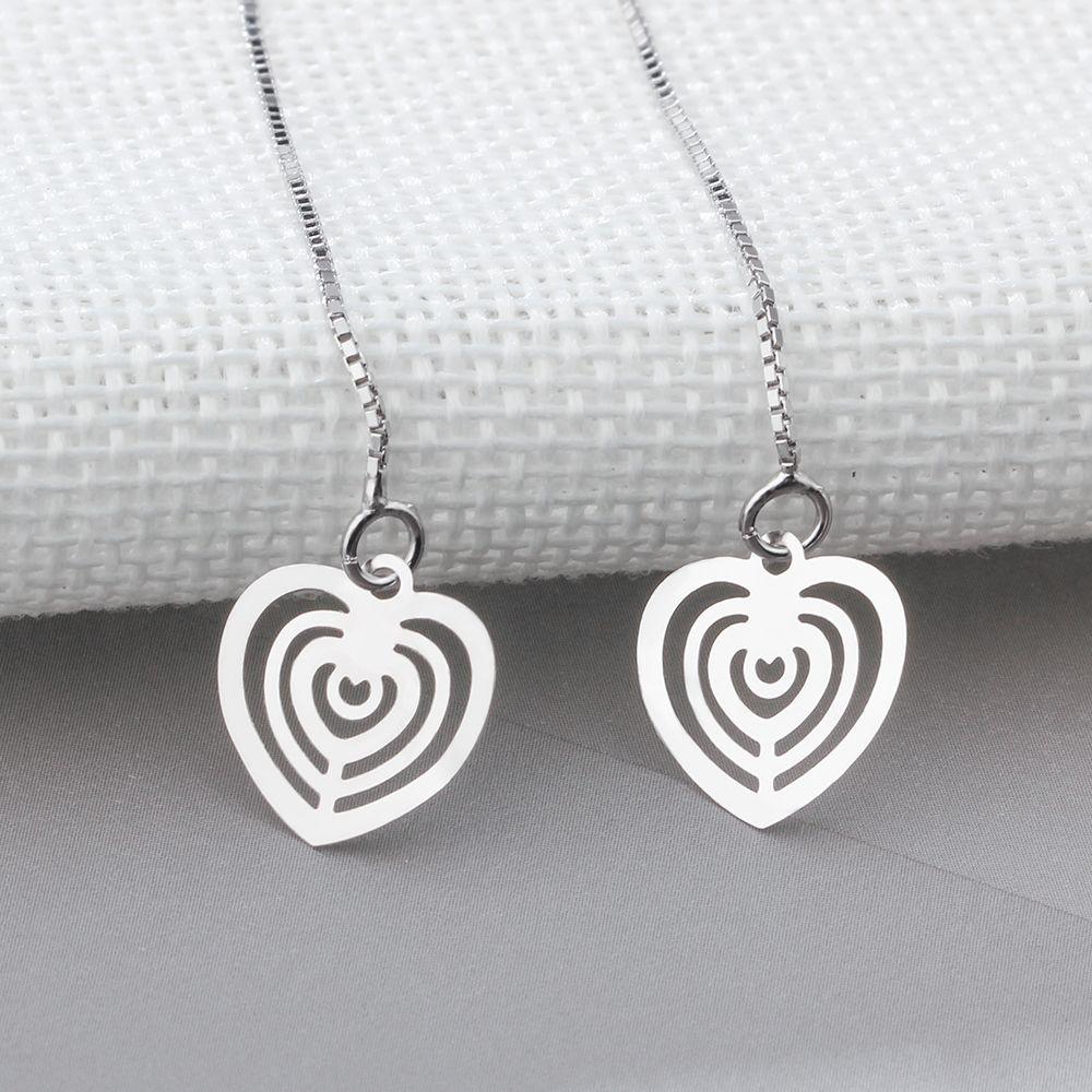 925 Sterling Silver Tassel Heart Drop Earrings for Women, Trendy Fashion Jewelry, Best Gift for Her - Personalized Jewel
