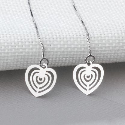 925 Sterling Silver Tassel Heart Drop Earrings for Women, Trendy Fashion Jewelry, Best Gift for Her - Personalized Jewel