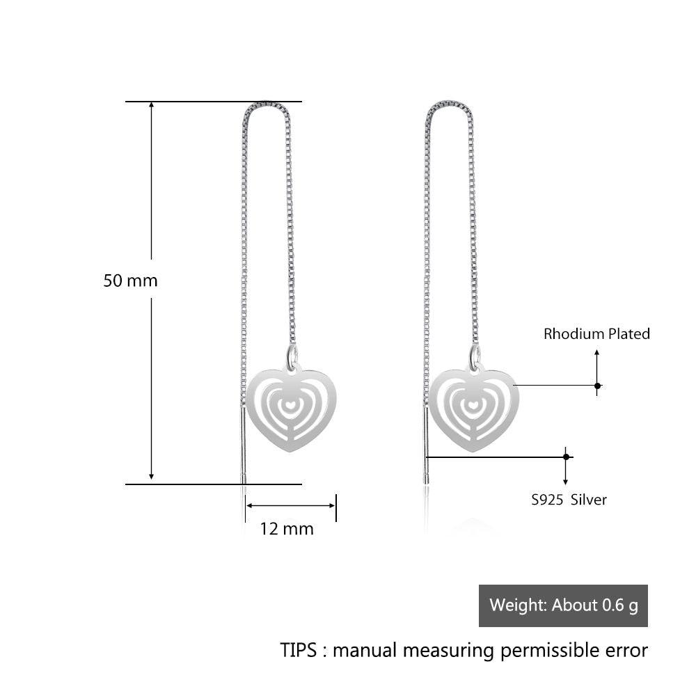 925 Sterling Silver Tassel Heart Drop Earrings for Women, Trendy Fashion Jewelry, Best Gift for Her - Personalized Jewel