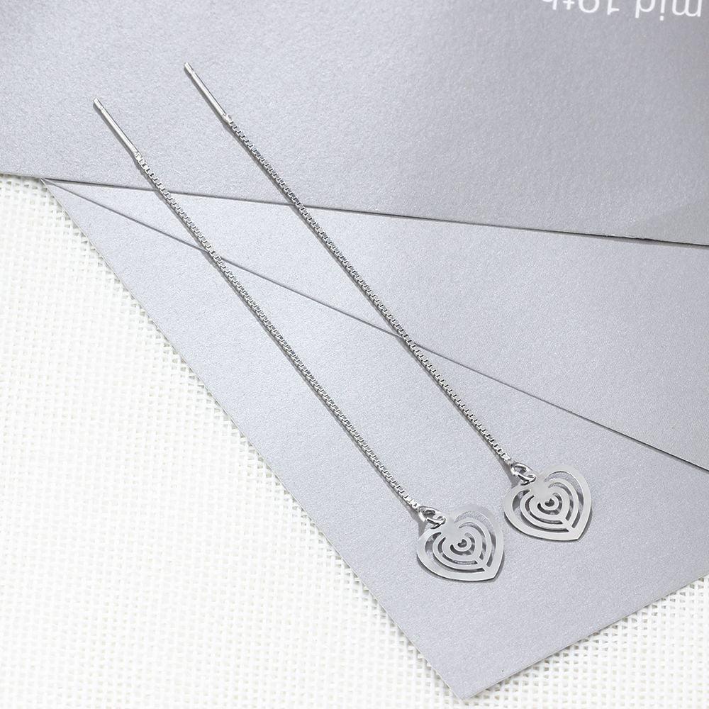 925 Sterling Silver Tassel Heart Drop Earrings for Women, Trendy Fashion Jewelry, Best Gift for Her - Personalized Jewel