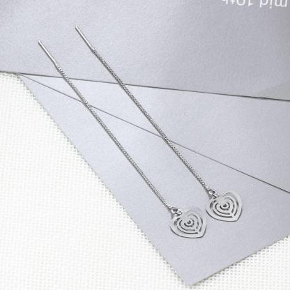 925 Sterling Silver Tassel Heart Drop Earrings for Women, Trendy Fashion Jewelry, Best Gift for Her - Personalized Jewel