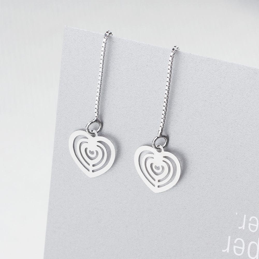 925 Sterling Silver Tassel Heart Drop Earrings for Women, Trendy Fashion Jewelry, Best Gift for Her - Personalized Jewel