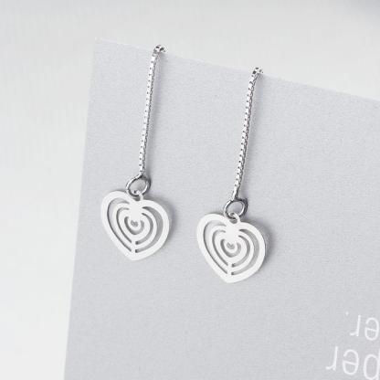925 Sterling Silver Tassel Heart Drop Earrings for Women, Trendy Fashion Jewelry, Best Gift for Her - Personalized Jewel
