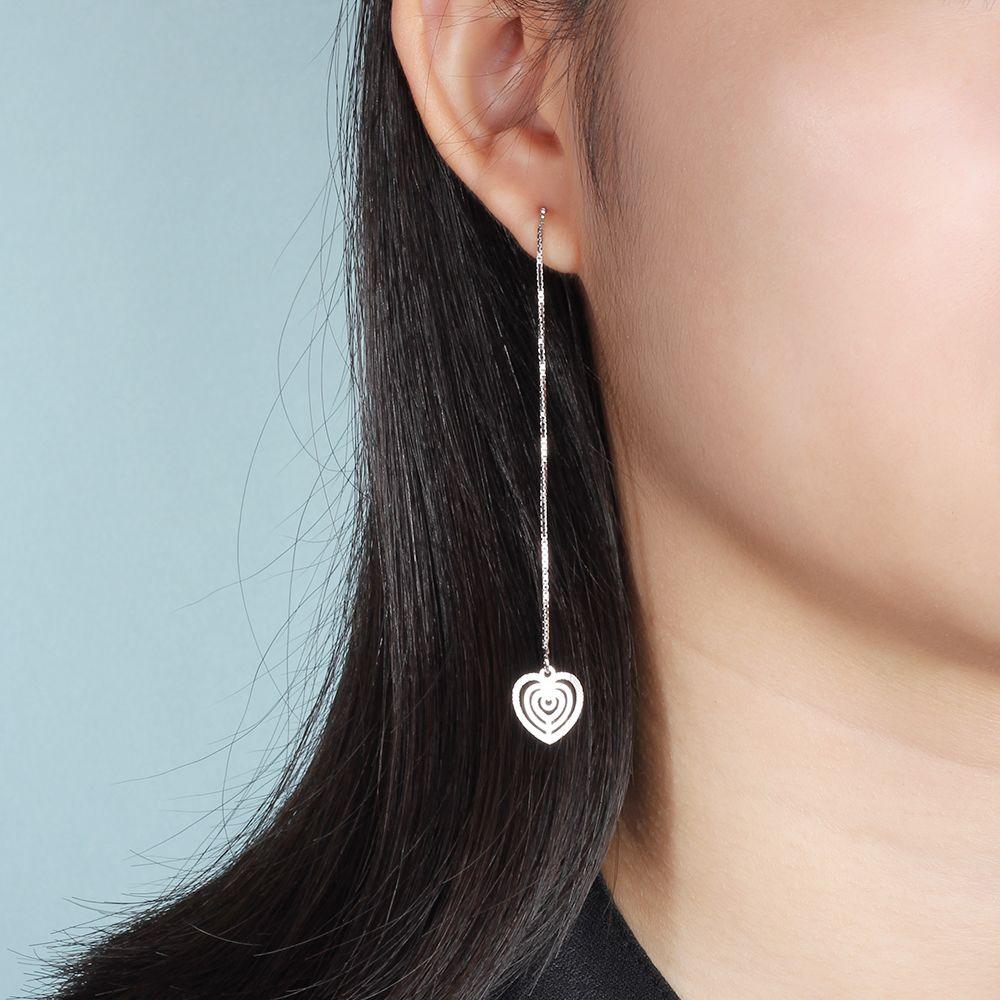 925 Sterling Silver Tassel Heart Drop Earrings for Women, Trendy Fashion Jewelry, Best Gift for Her - Personalized Jewel