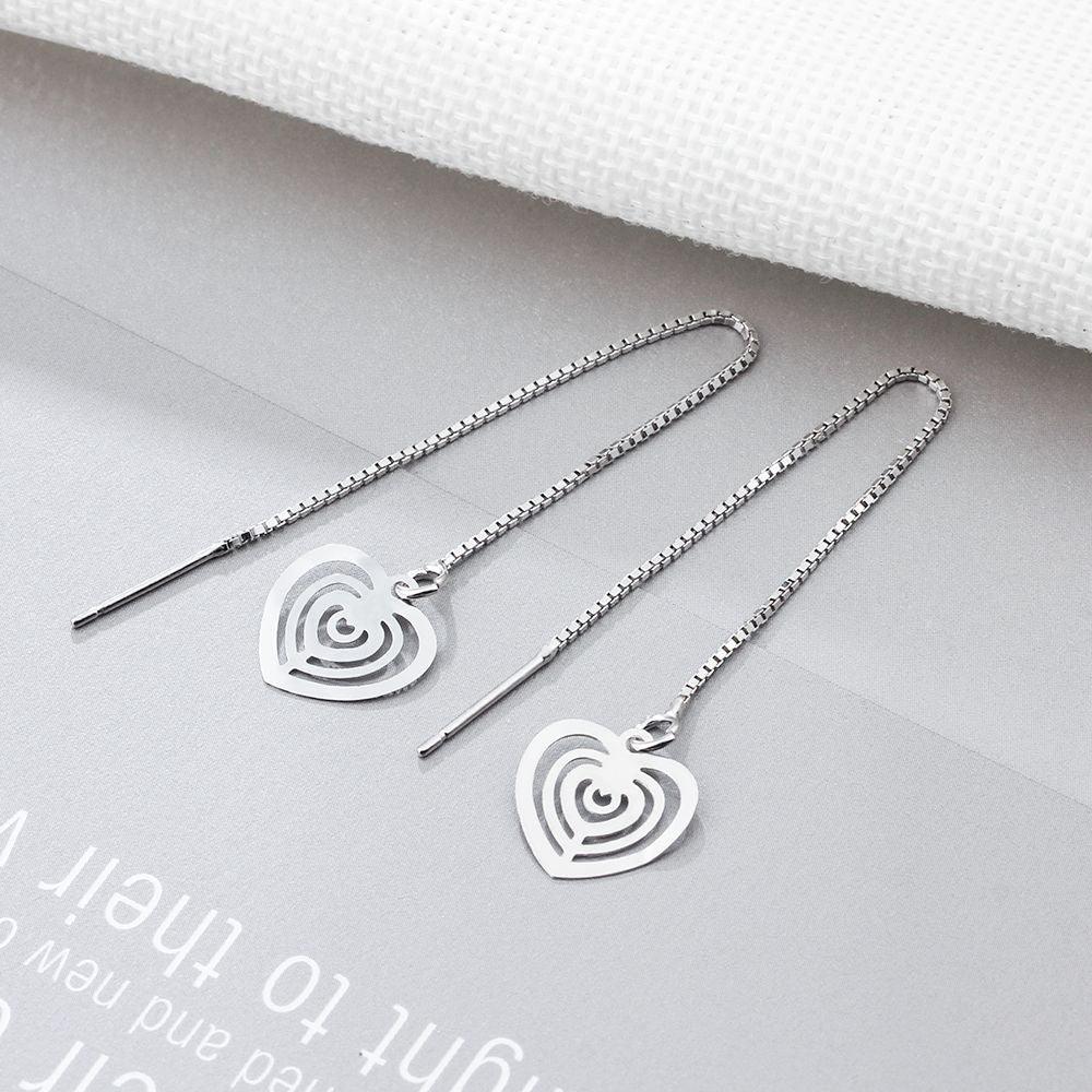 925 Sterling Silver Tassel Heart Drop Earrings for Women, Trendy Fashion Jewelry, Best Gift for Her - Personalized Jewel