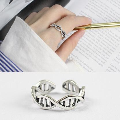 925 Sterling Silver Unique Wave Open Cuff Adjustable Rings Fashion, Jewelry Gift for Women - Personalized Jewel