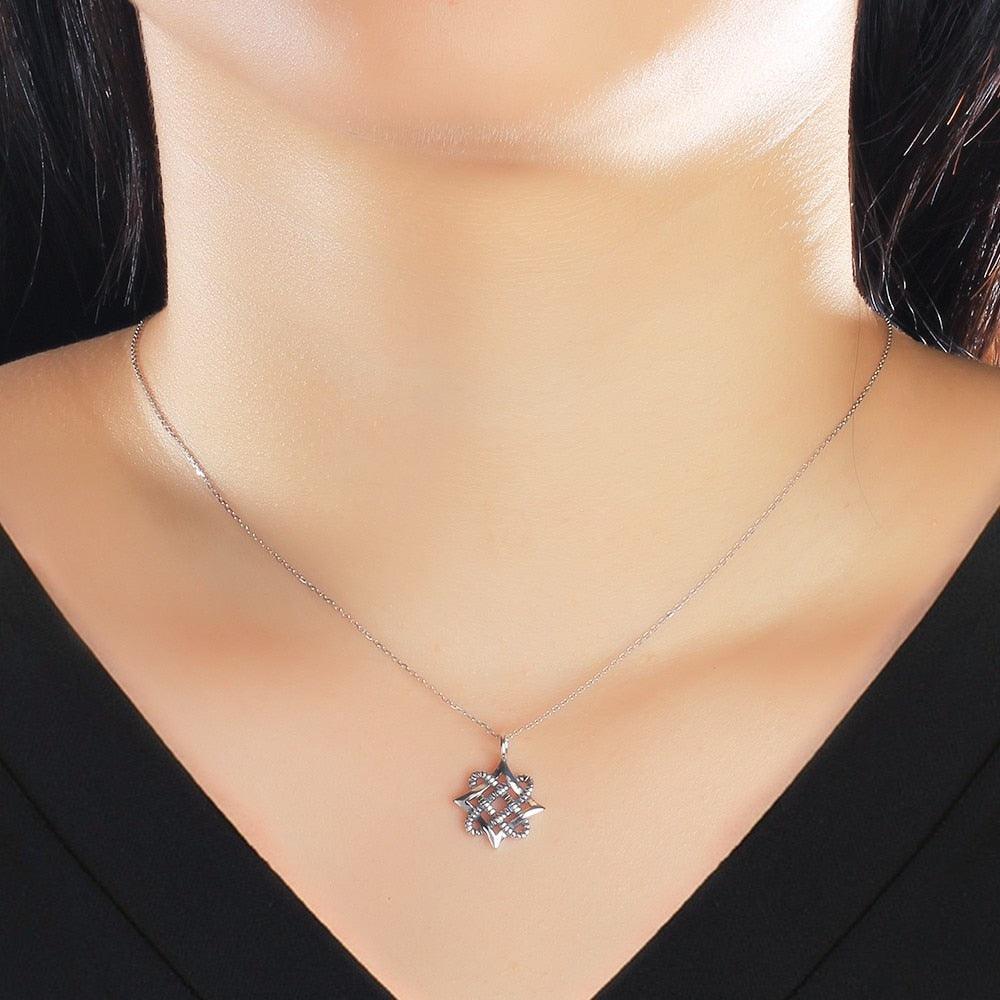 925 Sterling Silver Vintage Art Design Pendant Necklace, Fashion Party Jewelry for Women - Personalized Jewel