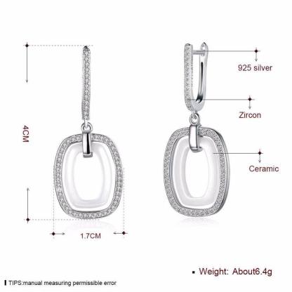 925 Sterling Silver White Rectangular Brincos Zirconia Dangler Drop Earring - Personalized Jewel
