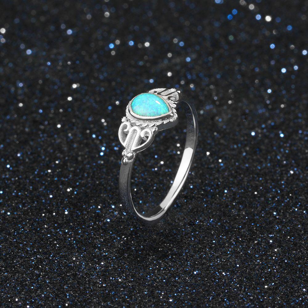 925 Water Drop Shape Opal Stone Sterling Silver Elegant Rings-Personalized Jewels