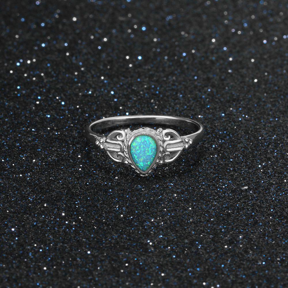 925 Water Drop Shape Opal Stone Sterling Silver Elegant Rings-Personalized Jewels