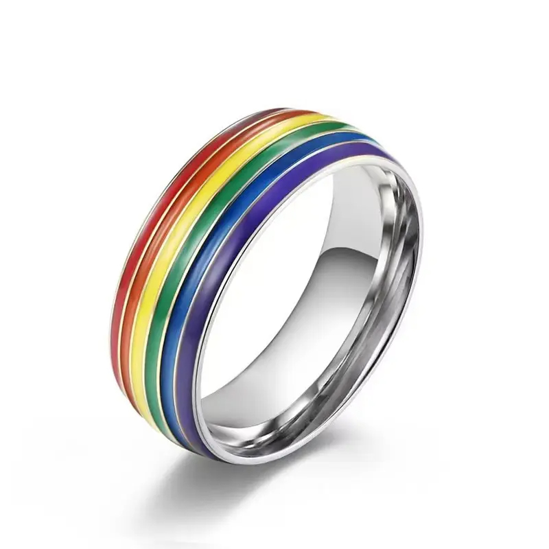 Enamel Stripe Band Style Ring